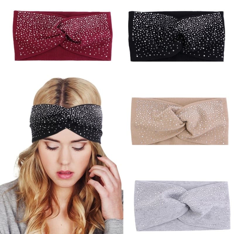 new rhinestone hot diamond headband face washing headdress cross ladies yoga sports headband face washing headband female