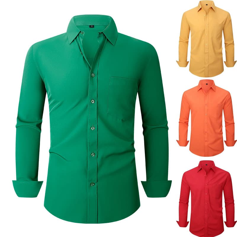 Men's Clothing Simple And Stylish Long Sleeved Stretch Shirt For Business And Commute Wrinkle Free Perfect For Business Spring Style