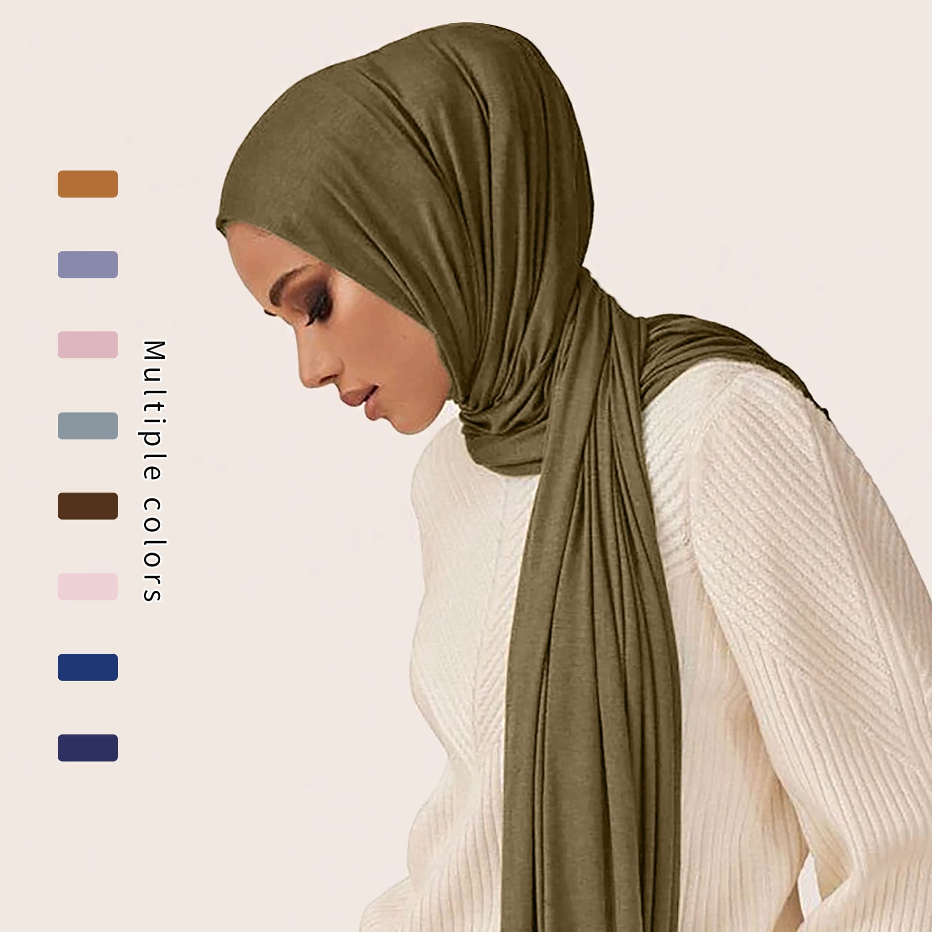 [High quality mercerized cotton] Women's sweat cloth head scarf high quality windproof and sand proof scarf headscarf four seasons Middle East