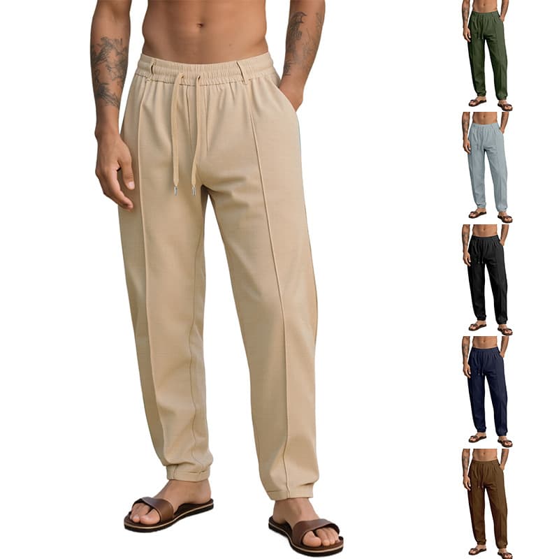 ​​Men's Casual Elastic Waist Chino Pants Lightweight Comfortable Straight Leg Trousers For Spring Summer (Grey, Black, Navy, Khaki, Brown, )​​