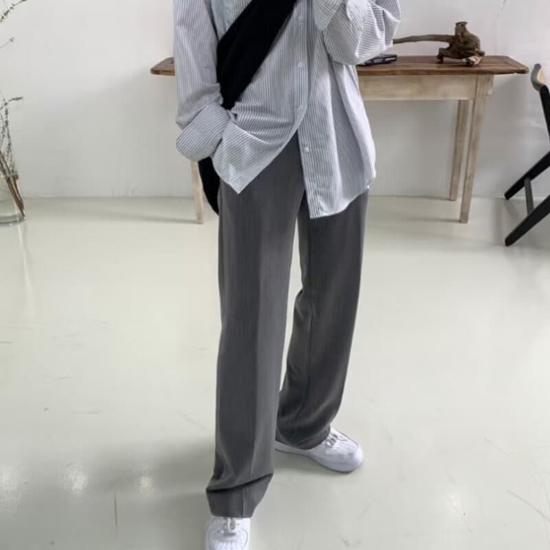 Pantalons noirs drapés de luxe légers et haut de gamme pour hommes, pantalons longs amples, droits et larges