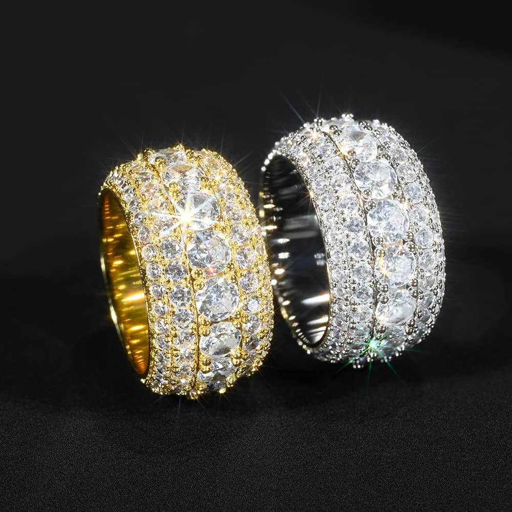 In Stock Cross-Border Source Full Inlaid Copper Zircon European And American Trendy Solid Fashion Hip-Hop Rings For Men