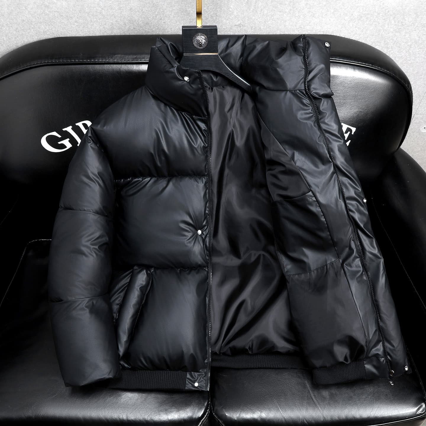 Men's Stylish PU Leather Padded Jacket With Stand Collar - Winter Casual Outerwear For Street Fashion (Black, Beige, Gray, Brown)