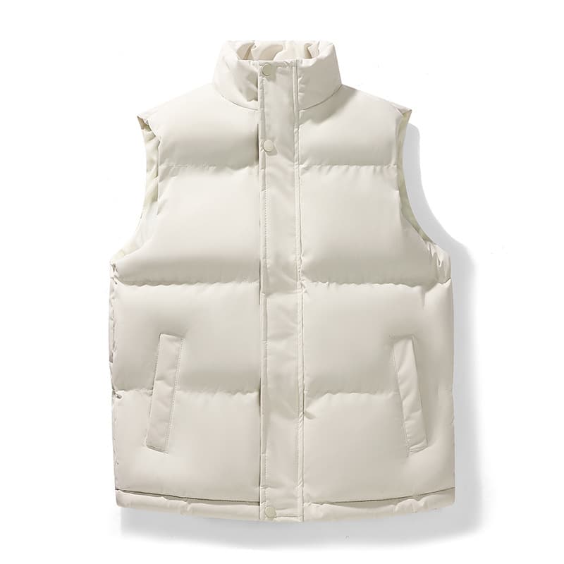 ​​Men's Lightweight Quilted Vest, Slim Fit Stand Collar Puffer Sleeveless Jacket For Winter, Stylish Layering Piece For Casual & Streetwear