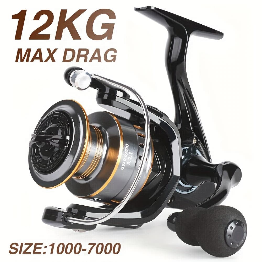 EK 1000~7000 Series, 5.2:1 Gear Ratio, 26LB Max Drag, CNC Metal Spool, Spinning Fishing Reel, For Freshwater Saltwater