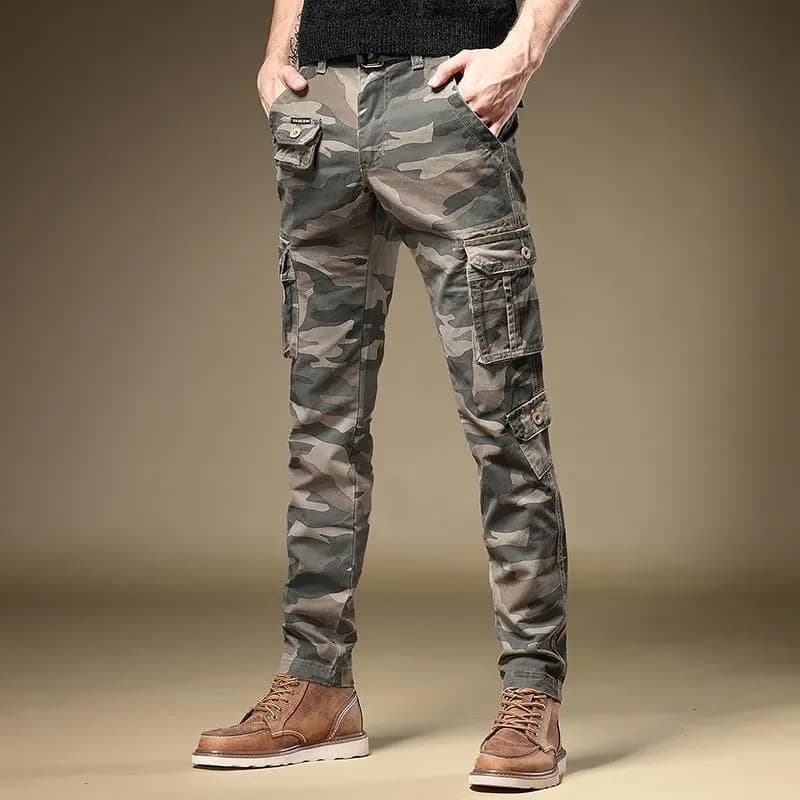 Men's Clothing Youth Spring And Autumn Camouflage Work Jeans Men's Slim Fit Skinny Foot Trendy Casual Long Pants Straight Men