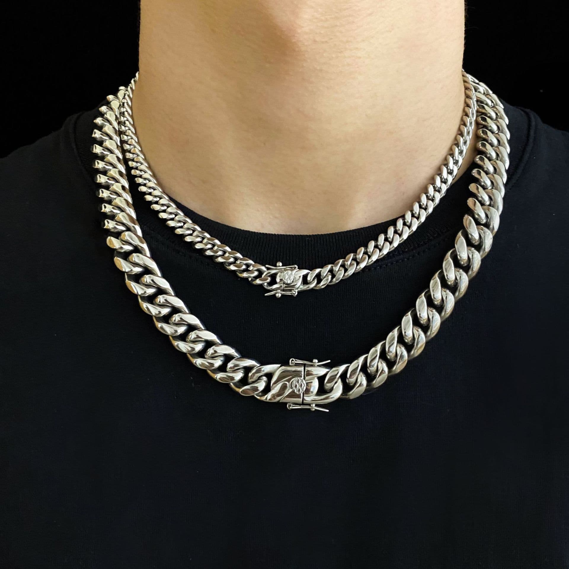 Three Dimensional Cutting Cuban Link Chain Hip Hop Choker Cuban Clavicle Chain Male And Female Neck Necklace