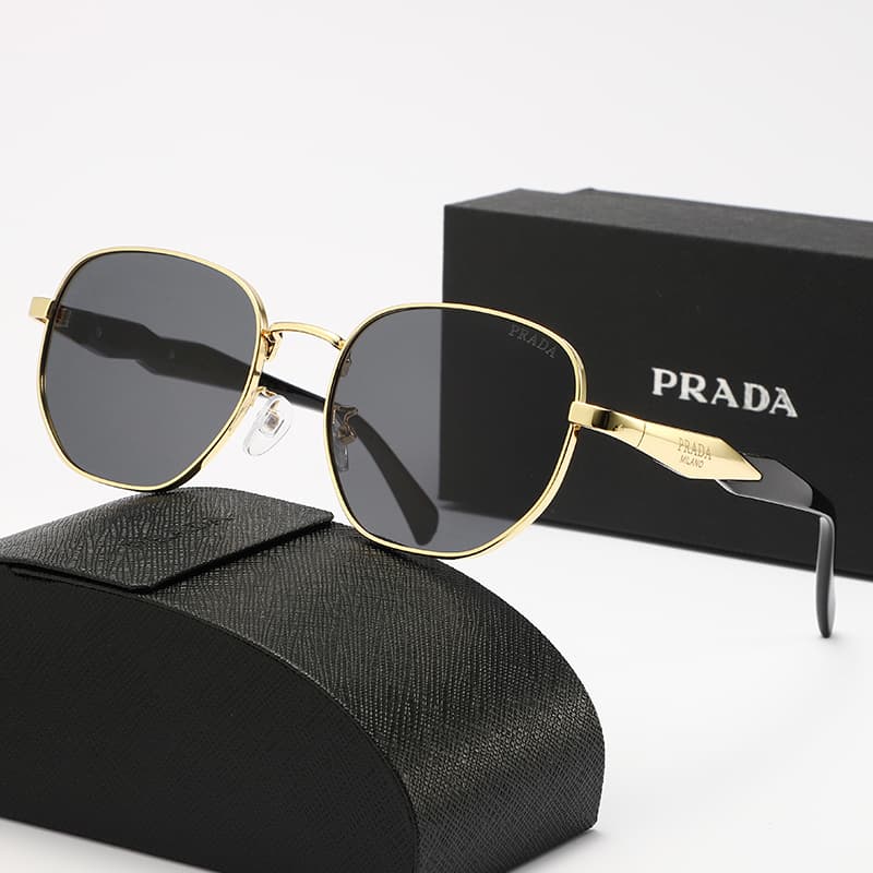 Lunettes de soleil vintage hexagonales irrégulières pour femmes, verres transparents HD avec protection UV, monture en métal avec logo de marque g
