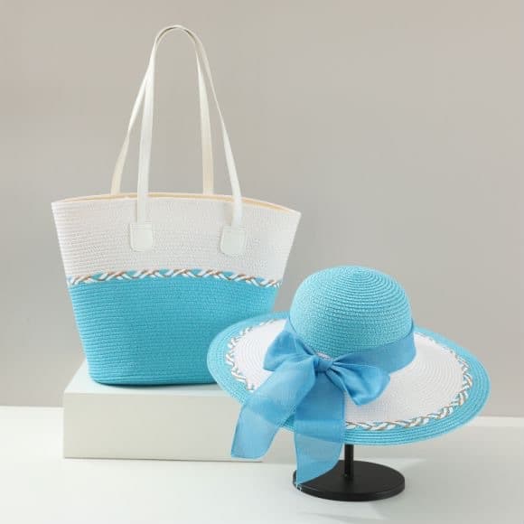 Women's Tote Bags Straw Woven Hat, Bag Set, Fashionable Seaside Vacation, Sun Protection And Shading, Large-capacity Tote Bag For Travel