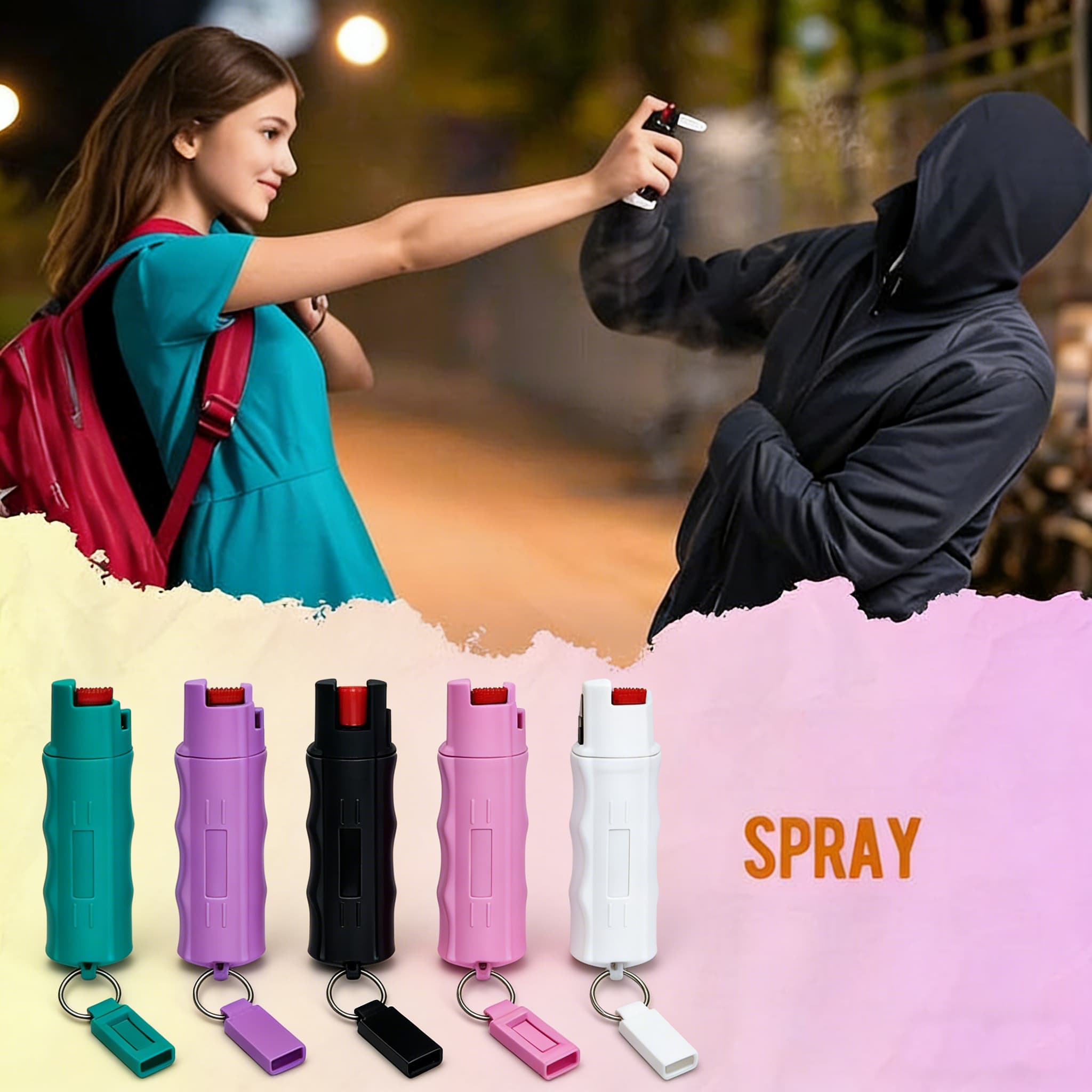 Women’s Self Defense Keychain Pepper Spray, Compact & Powerful For Personal Safety