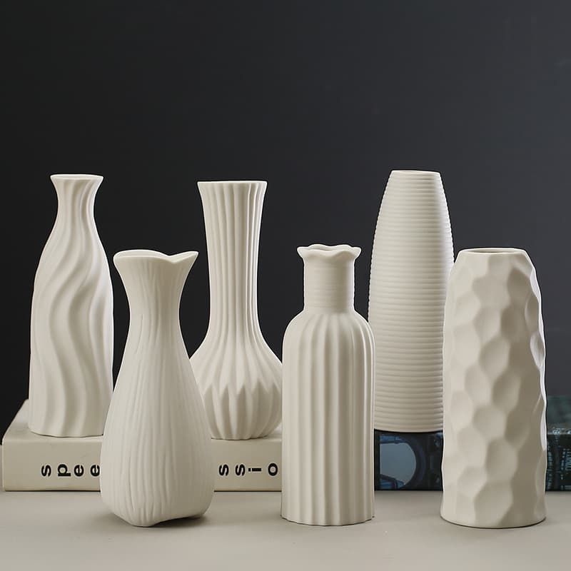 ​Customizable Ceramic Vase - Minimalist White Pottery Flower Vase For Home Decor, Handcrafted Artisan Centerpiece For Living Room & Dining Table​