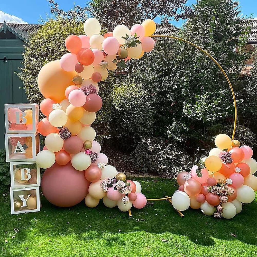 Adjustable Iron Balloon Arch For Weddings & Events – 1.5m To 2.2m Height, Gold/White/Black, DIY-Friendly Frame With Ring Clips Or Flower Clamps