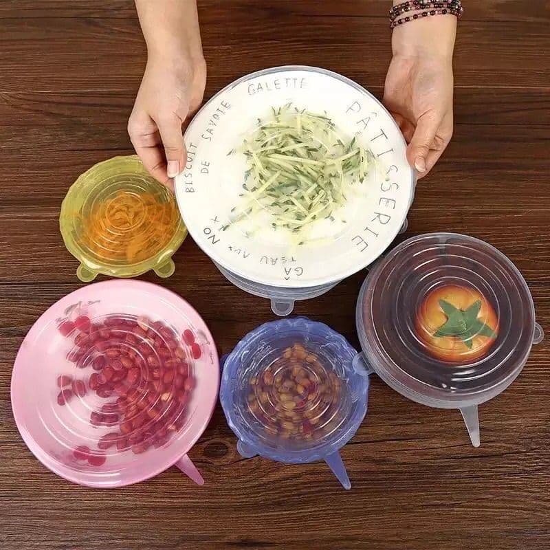 kitchen utensils fresh-keeping cover six-piece set silicone sealing cover anti-overflow cover round plastic wrap