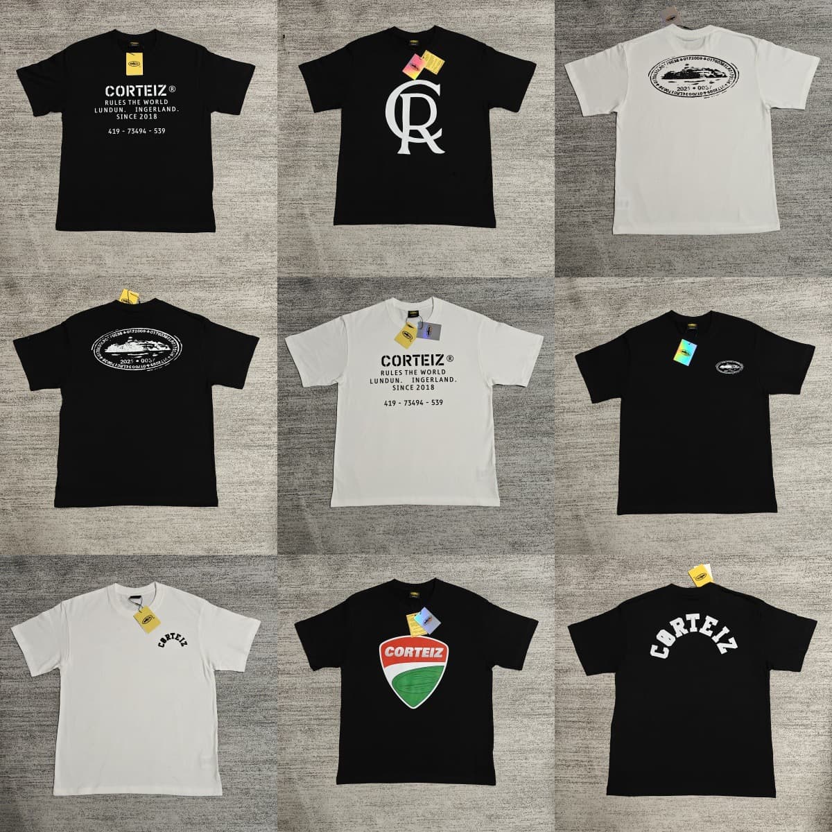 New 25-piece Collection Of American-style Trendy Brand T-shirts With Alcatraz Mosaic Print, Short-sleeved, Street Style,