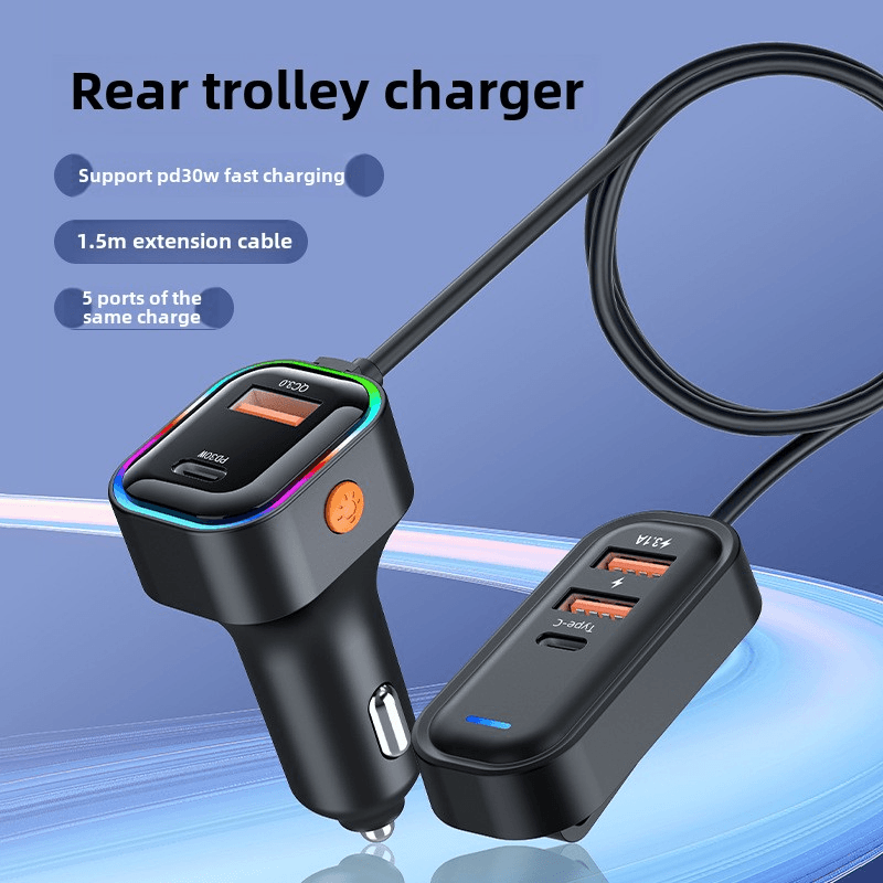 Equipped With Rear Charger, Super Multi Port USB Car Fast Charging, Mobile Phone Charging