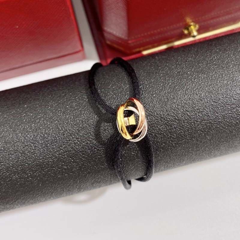 Bracelet homme femme créateur bijoux or unisexe acier inoxydable 3 boucles métal ruban lacé chaîne multicolore