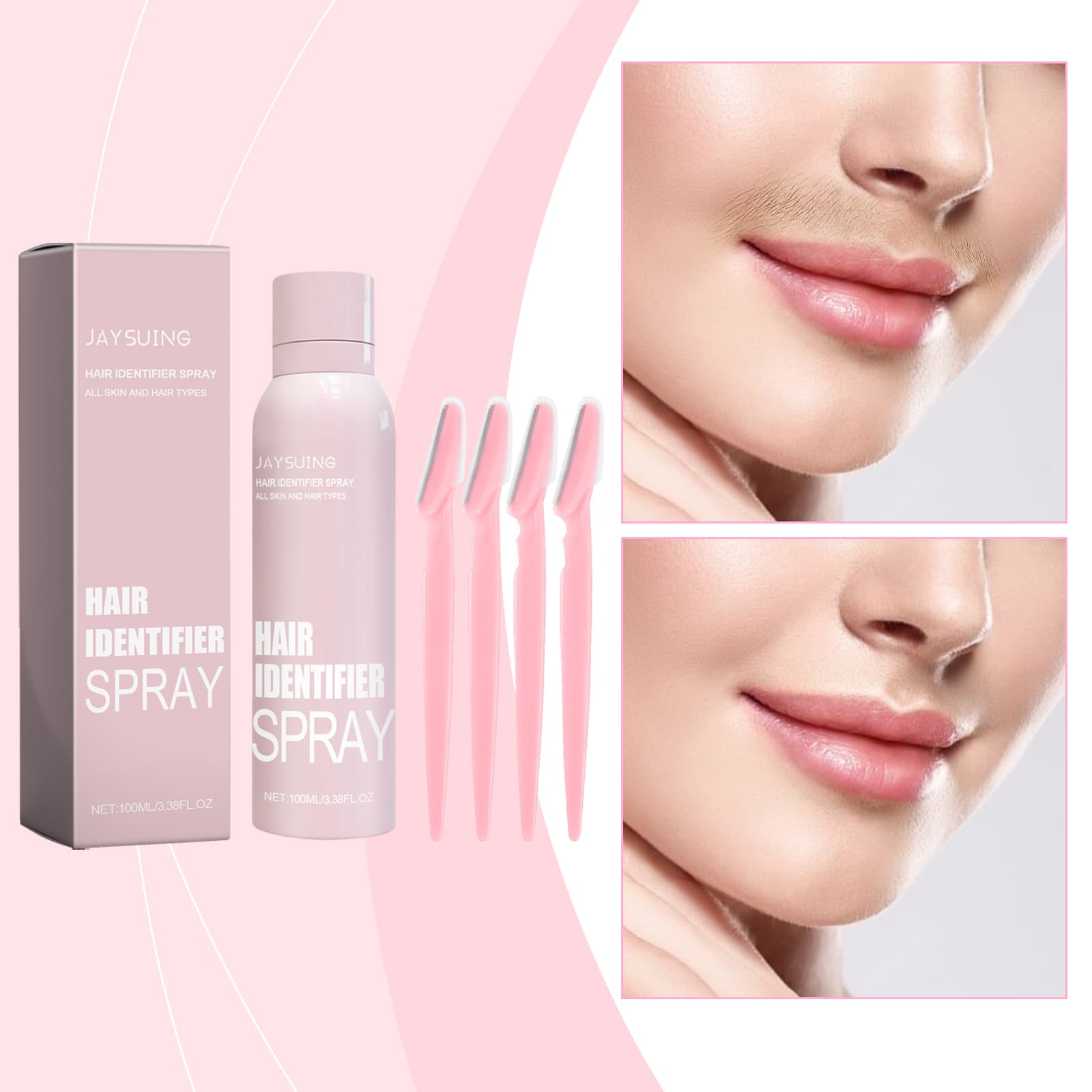Jaysuing 5pcs/set Facial Hair Removal Spray, Easily Softens Hair Facial Cleansing And Gentle Hair Removal Spray