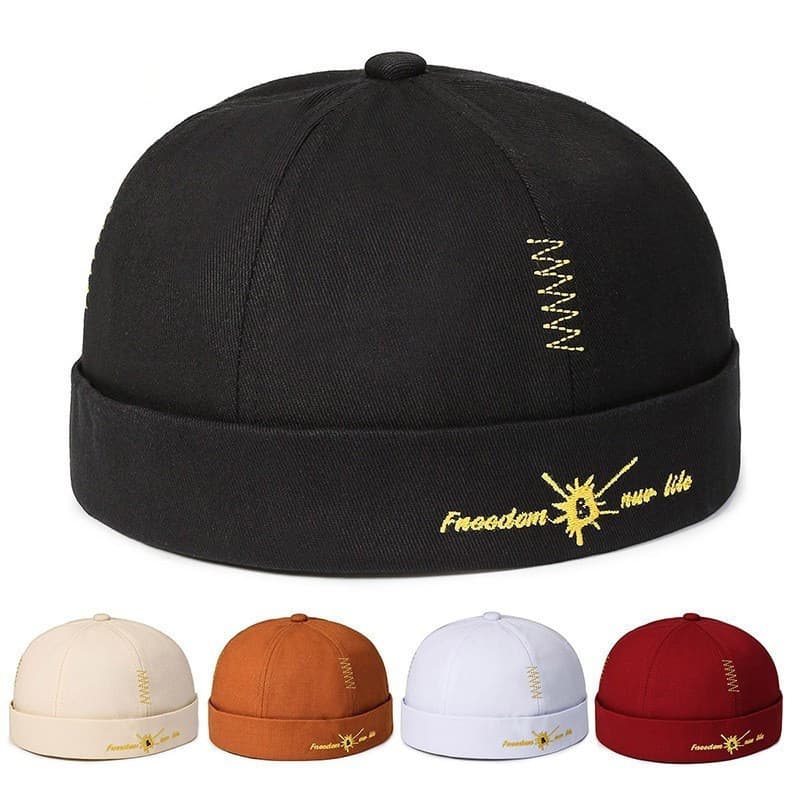 Men's Hats Hip Hop Personality Landlord Hat Cold Hat Summer Men And Women All Match Couple Outdoor Embroidered Melon Skin Hat Trend