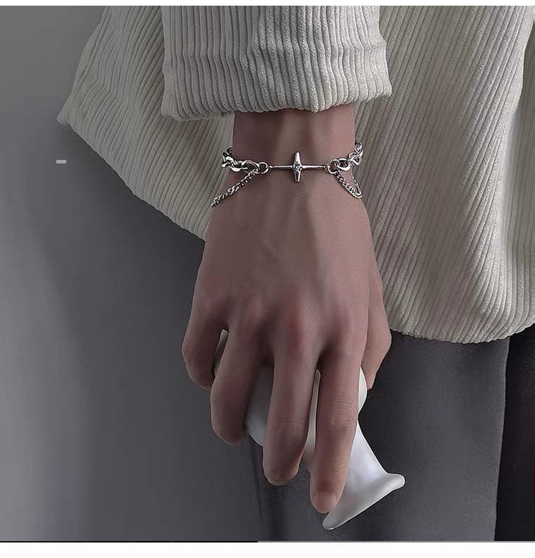 Cool Trend Star Couple Bracelet INS Niche Deign Internet Celebrity Acceorie Minimalit Hip-Hop Men' Jewelry