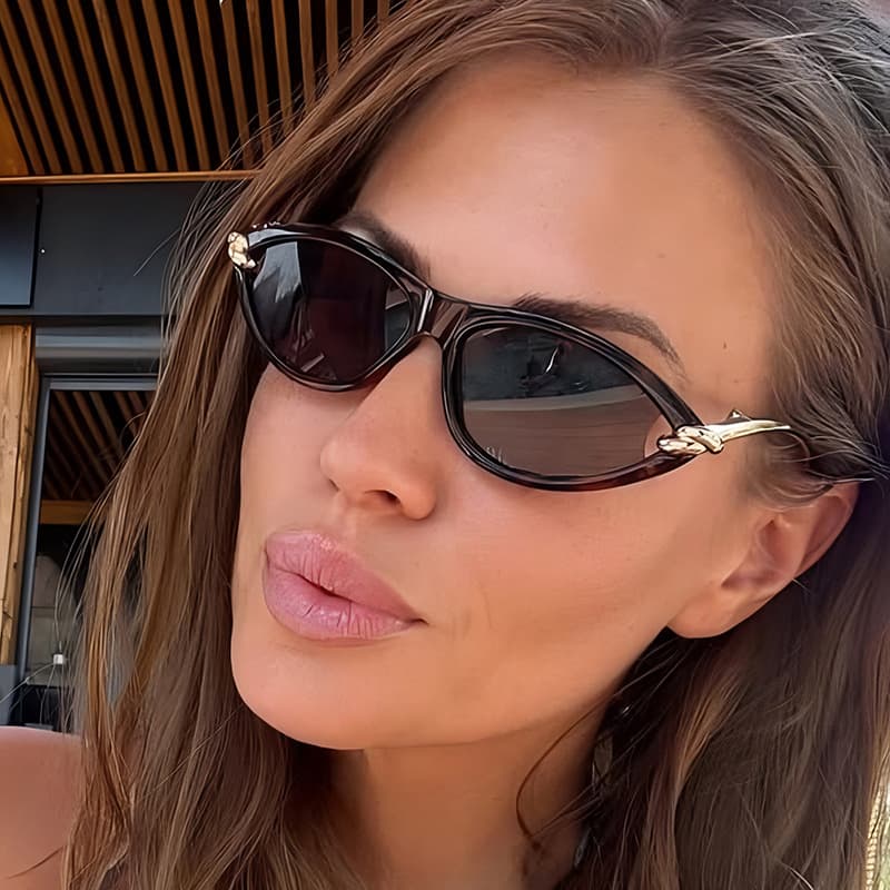 Women's Sunglasses New Summer Cat Eye Sunscreen Sunglasses, Metal Rope Knot Temple Sunglasses