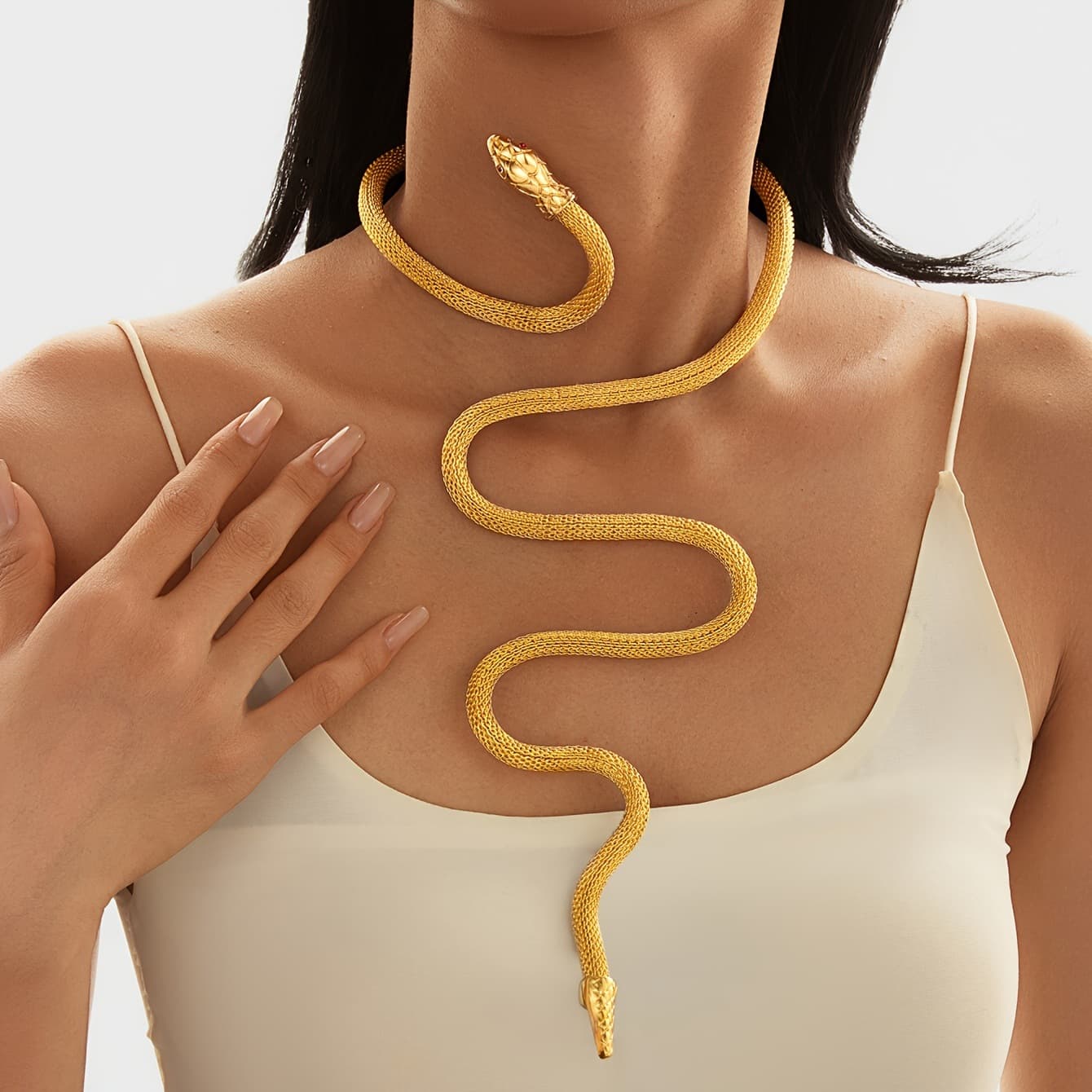 New European American Style Personalized Exaggerated Punk-style Snake-shaped Wrap-around Collar For Men And Women,