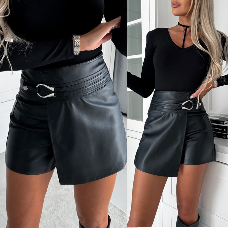 Women's Clothing casual fashion leather shorts