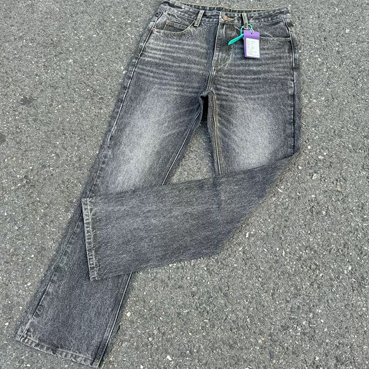 Men's Slim Bootcut Jean Selvedge Denim In Charcoal Black (Vintage Wash, Comfort Stretch, )