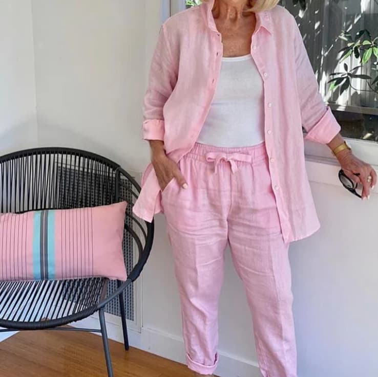 Women's Clothing Solid Color Casual Suit Long Sleeved Trousers Two Piece Suit