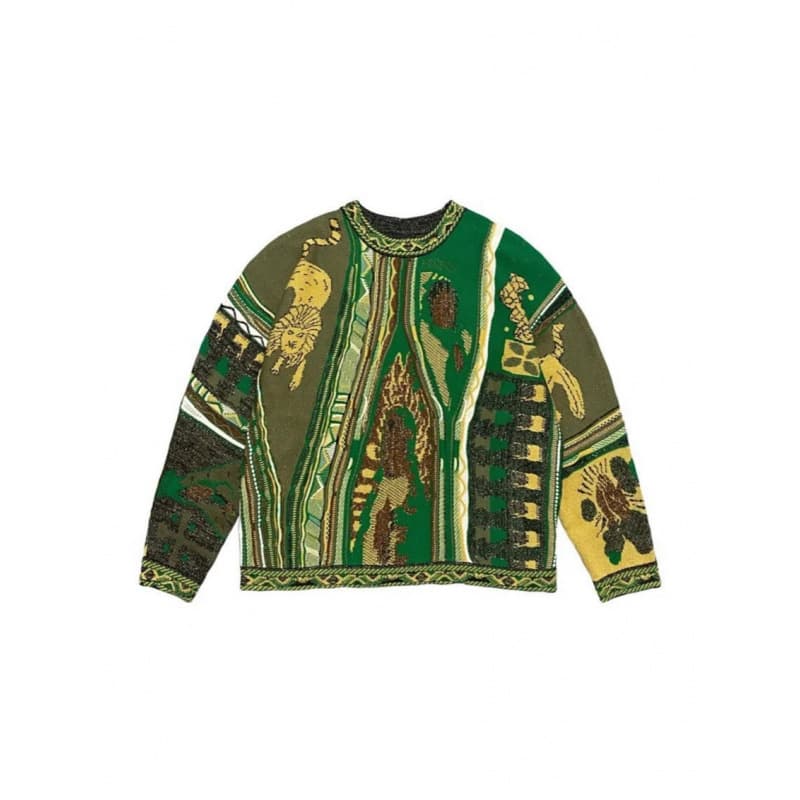 Casual Reto 9 Autumn New National Fashion Winte 8 Tend Thick Knit 3D Digital Pint Men's Cew Neck Sweatshit