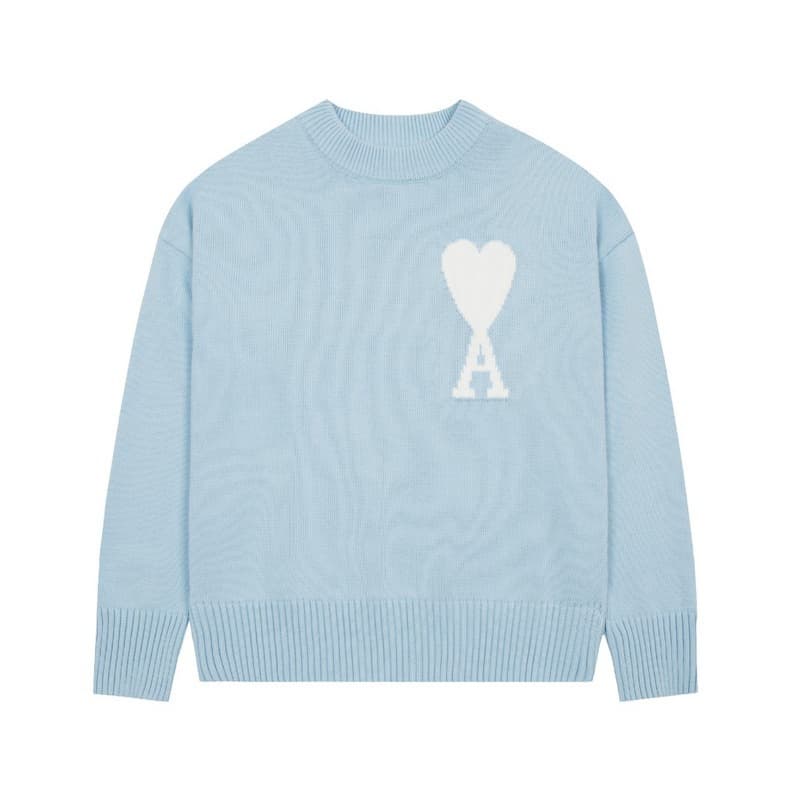 Vêtements pour femmes Pull tricoté Jacquard Love Broderie Col rond Ample Décontracté Top Tendance
