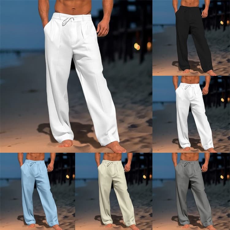 Men's Clothing Summer Beach Pants Front Pocket Solid Color Comfortable Breathable Casual Daily Vacation Basic Style