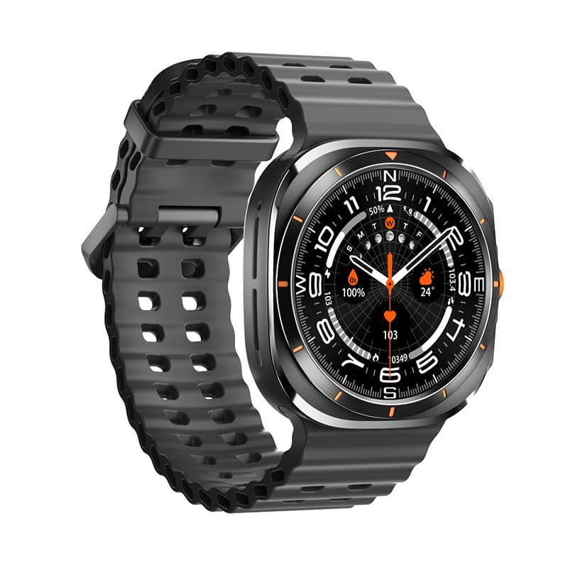 Ultra Smartwatch – 1.46" AMOLED Display, Bluetooth Calling, Heart Rate & Sleep Monitor, Voice Assistant (Black/Silver/Orange/Blue)