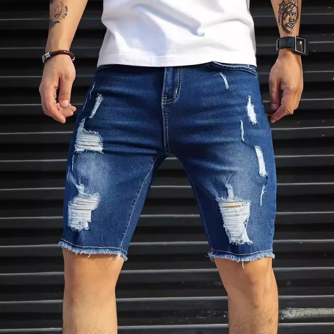Men's Clothing Men's Five Point Denim Casual Short Ripped Slim Summer Shorts