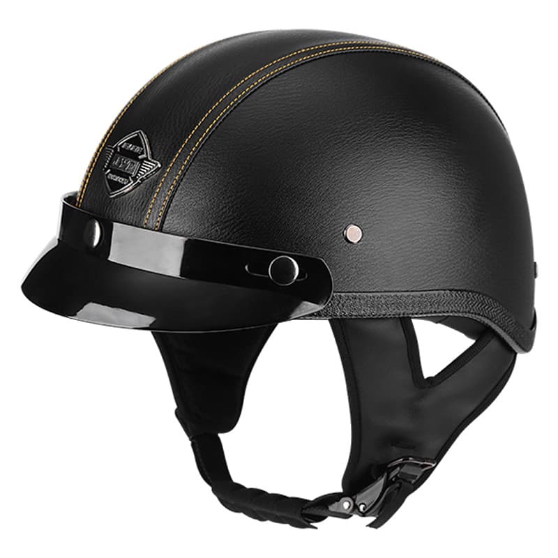 JYT electric bicycle helmet retro head handmade PU leather electric bicycle half helmet men and women four seasons universal