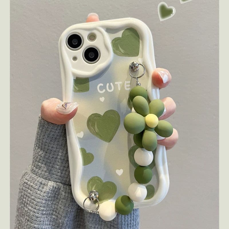 for Tecno Spark GO 2024 10C 10 20C 8C 9 Infinix Smart 8 7 6 5 hot note 40i 40 30 30i 20 12 pro Plus 2023 vip HD aesthetic Green flower bracelet case