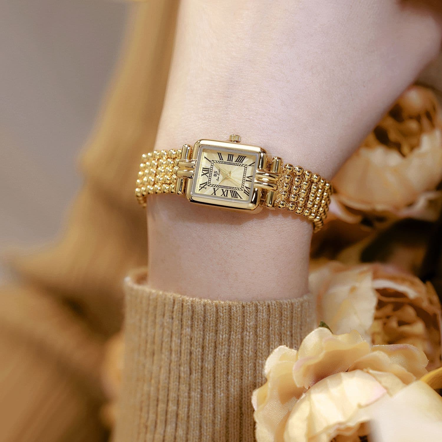 Women Gold Bracelet Retro Rectangular Watch Luxury Brand Design Women's Quartz Waterproof Watch