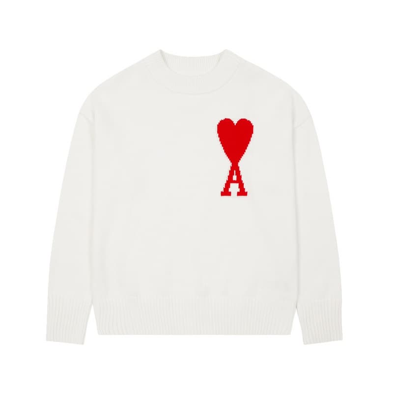 Vêtements pour femmes Pull tricoté Jacquard Love Broderie Col rond Ample Décontracté Top Tendance