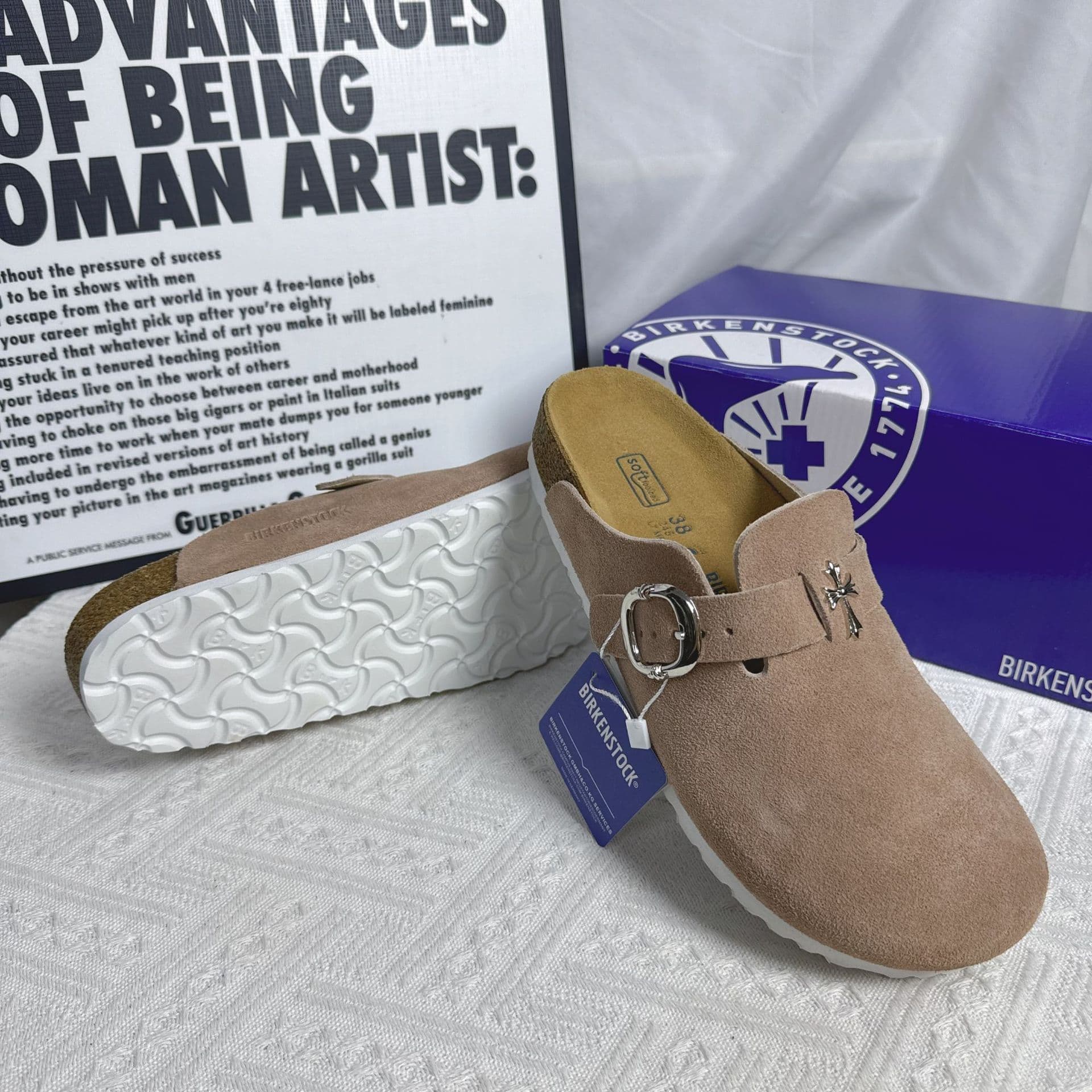 Pantoufles en cuir et liège polyvalentes Baotou Core à fond épais Original Boken Cool pour femmes Vêtements d'extérieur Lazy Half Trak