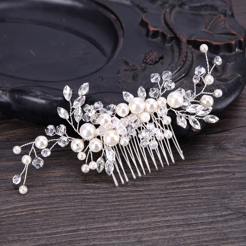 New Pearl Hair Comb White Crystal Headdress Banquet Hair Wedding Dress Accessories Bride Headdress Comb