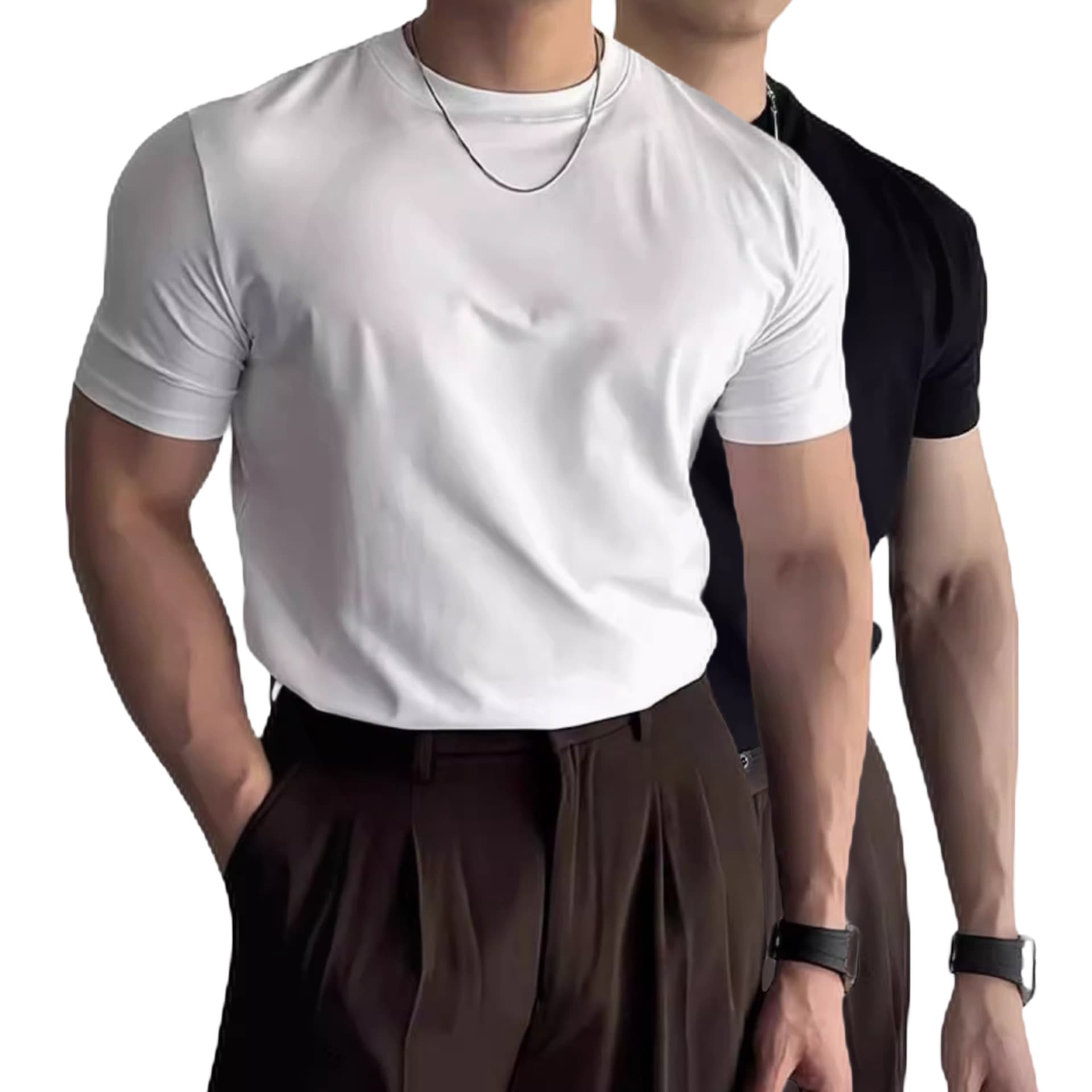 Men's Slim-Fit Cotton T-Shirt – British Dapper Style Short Sleeve Tee (S-2XL, Breathable, Muscle Fit) For Office & Night Out