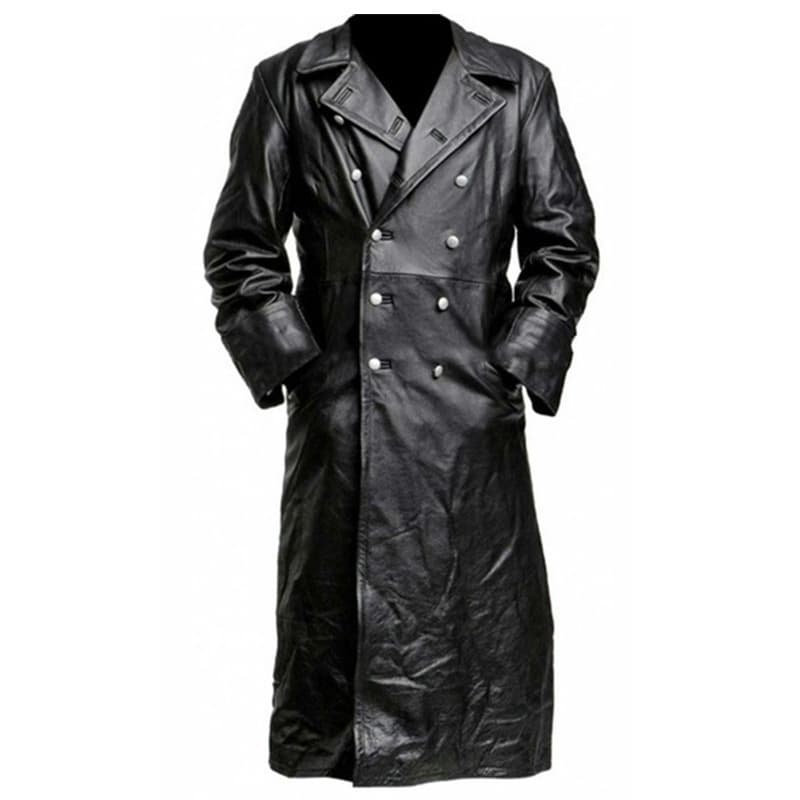 Veste en cuir vintage pour homme, manteau long de style médiéval, vêtement d'extérieur en similicuir, coupe slim, simple boutonnage, bordeaux/gris argenté/noir, tailles S à 5X