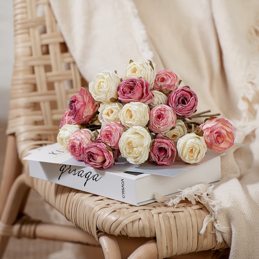 Home Decoration Baked Edge Notes Rose Manufacturer Artificial Flowers Cross-Border Wedding Wholesale Artificial Flowers INS Style MW66786