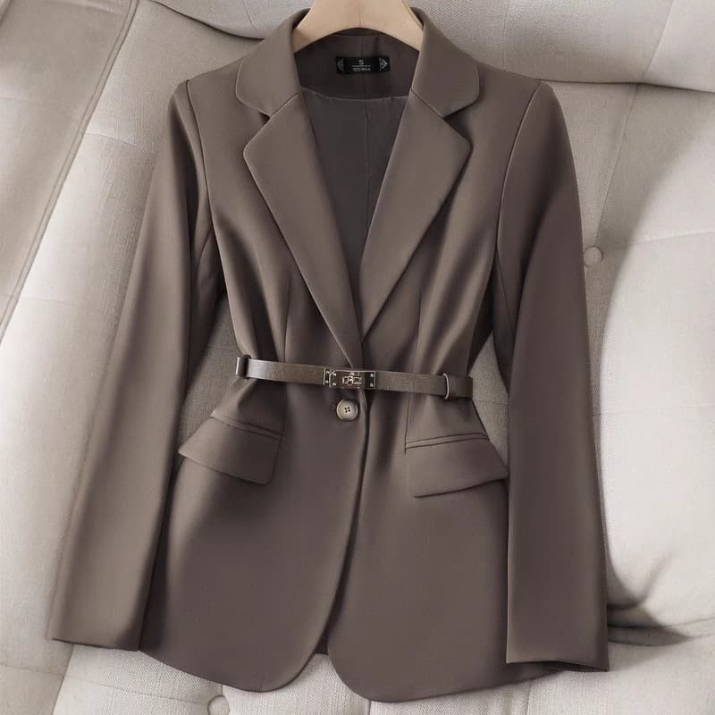 Women's Clothing autumn new style suit collar jacket for women solid color professional casual fashion versatile simple temperament small suit