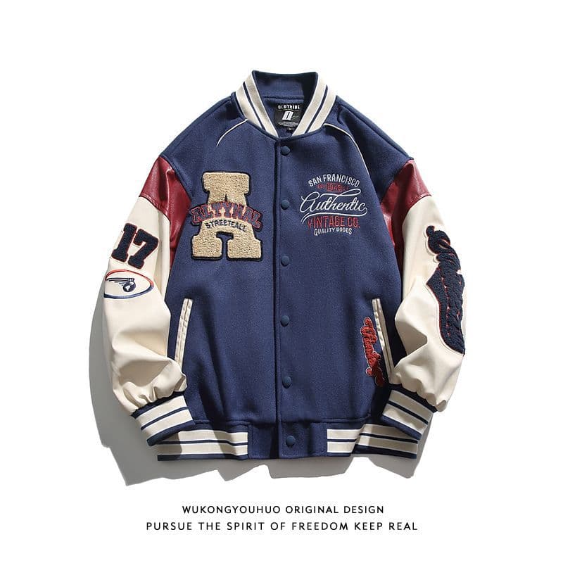 Men's Clothing retro towel embroidery baseball jacket new spring and autumn men's loose versatile embroidered letter jacket jacket men