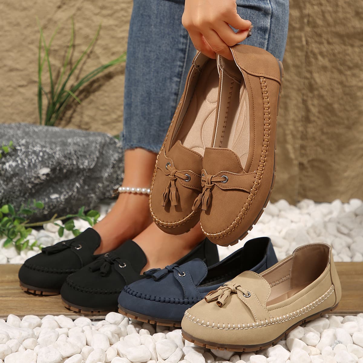 2025 Summer New Large Flat Single Women, One Foot Doudou Shoes For Women