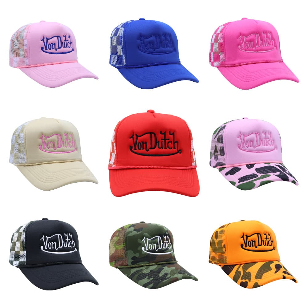 Cross-Border New Fashion Plaid Camouflage Embroidery Truck Hat For Men Summer Outdoor Breathable Sun Protection Mesh