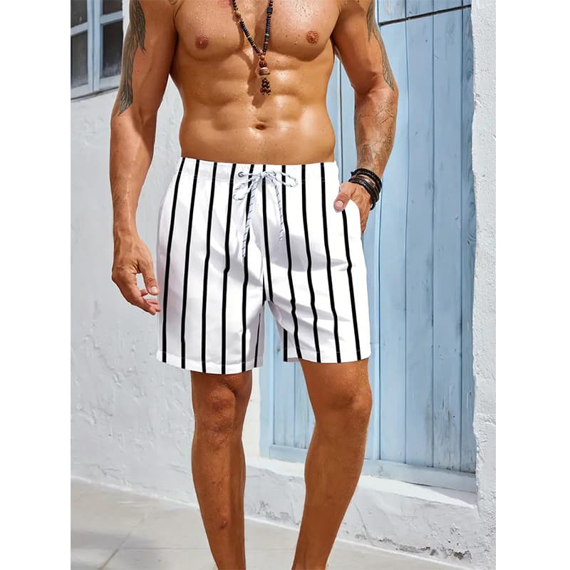 Stripe 3D Printed Board Casual Mens Graphic Short Pants Summer Hawaiian Breathable Swim Trunks Kids Loose Ice Shorts