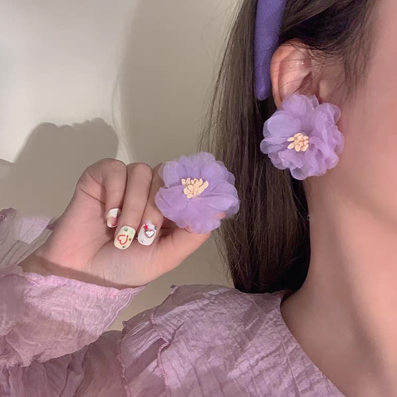 Women’s Jewelry Set Fashion Camellia Earrings Seaside Holiday Style Flowers Spring And Summer New Style Super Fairy Sweet Earrings For Women
