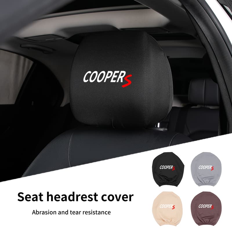 Car Black Seat Cover Headgear Headrest Covers Decoration For MINI Cooper JCW WORKS R55 R56 F55 F56 R57 R58 R59 R60