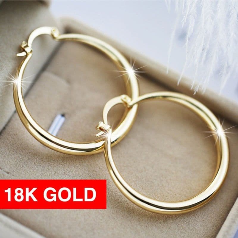 Longrui Exaggerated Fashion Simple Gold Large Round Exquisite Glossy Earrings